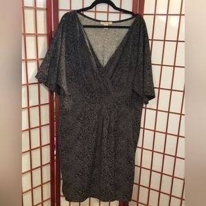 Gray and Black Animal Print Faux Wrap Dress Size 24W